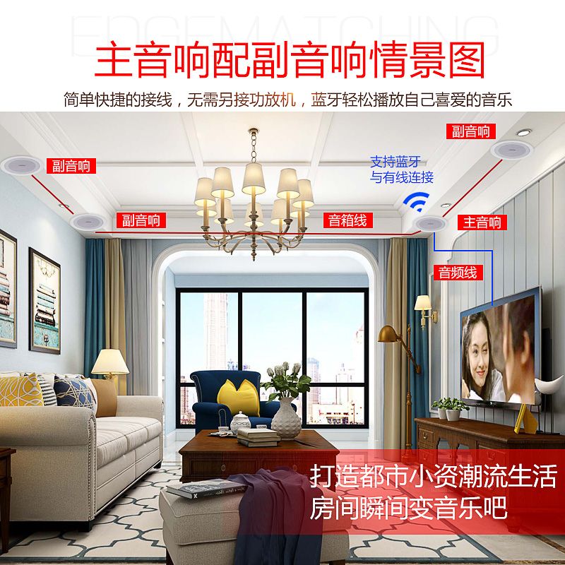 丹麦惠威山水音效无线蓝牙吸顶音响店铺吊顶喇叭家用客厅环绕套装