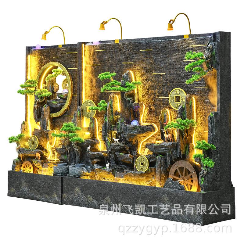 隔断水幕墙流水墙摆件客厅庭院酒店别墅室内户外鱼池流水软装饰品