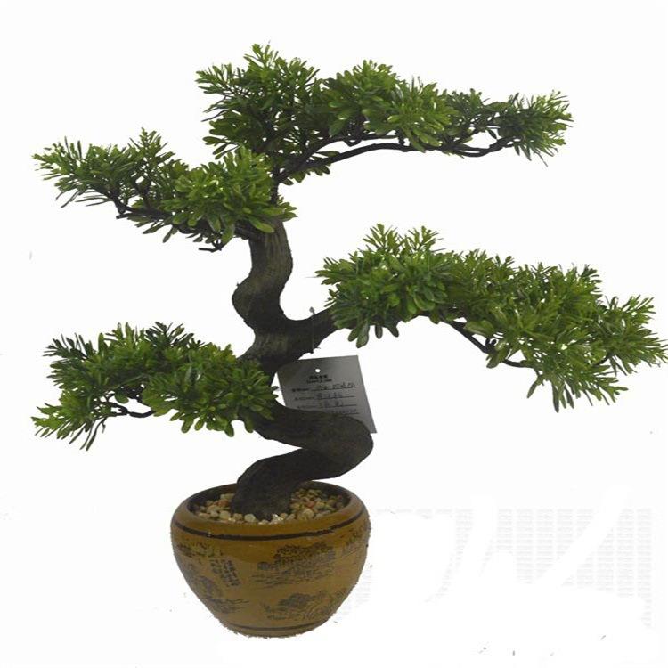 东莞仿真松树盆栽盆景出口罗汉松树北欧家居迎客松绿植植物厂家