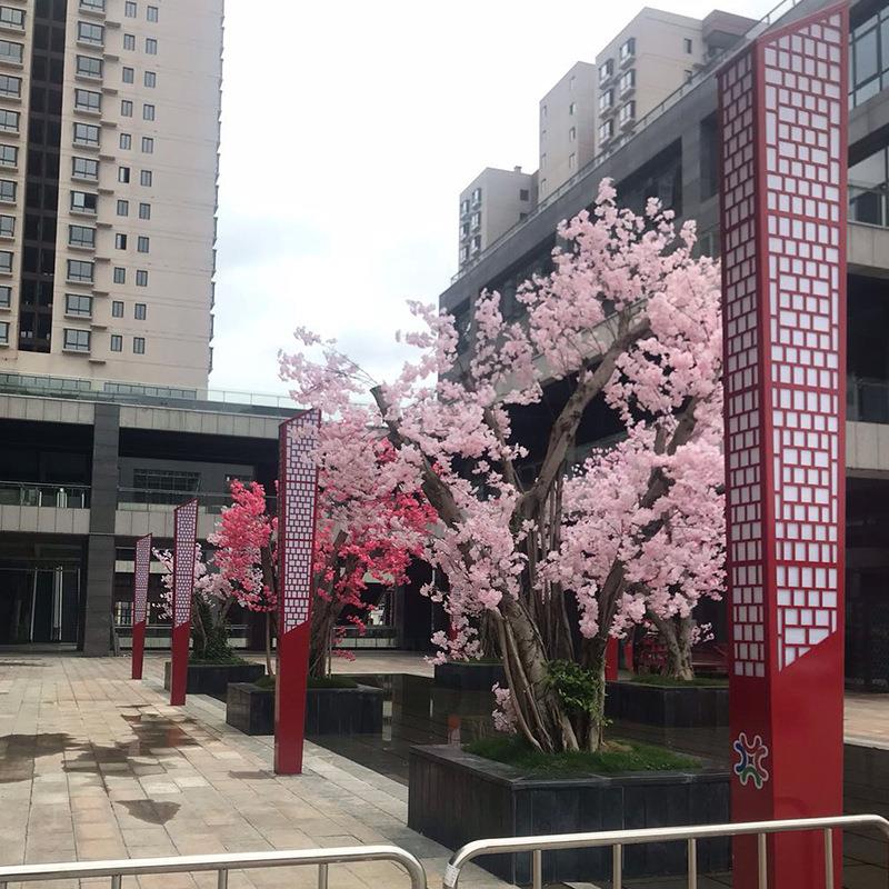 4米激光割花纹方形红色造型景观灯公园别墅小区学校庭院广场路灯