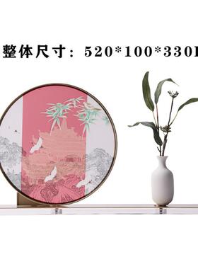 宋氏美学新中式禅意国风金属亚克力摆件样板房售楼处客厅玄关摆设
