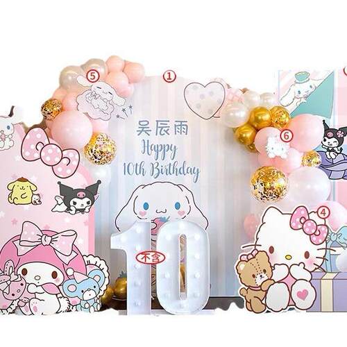 10十周岁三丽鸥宝宝大耳狗kt板背景墙玉桂狗美乐蒂生日装饰场景布