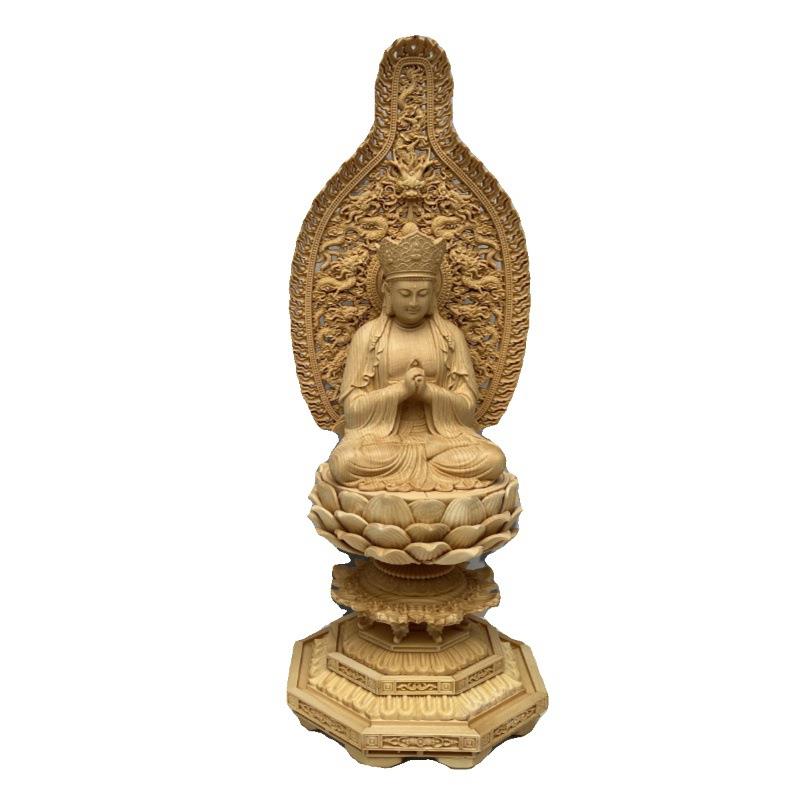 桧木精雕毗卢遮那佛菩萨密宗佛像大日如来家居人物神像摆件工艺品