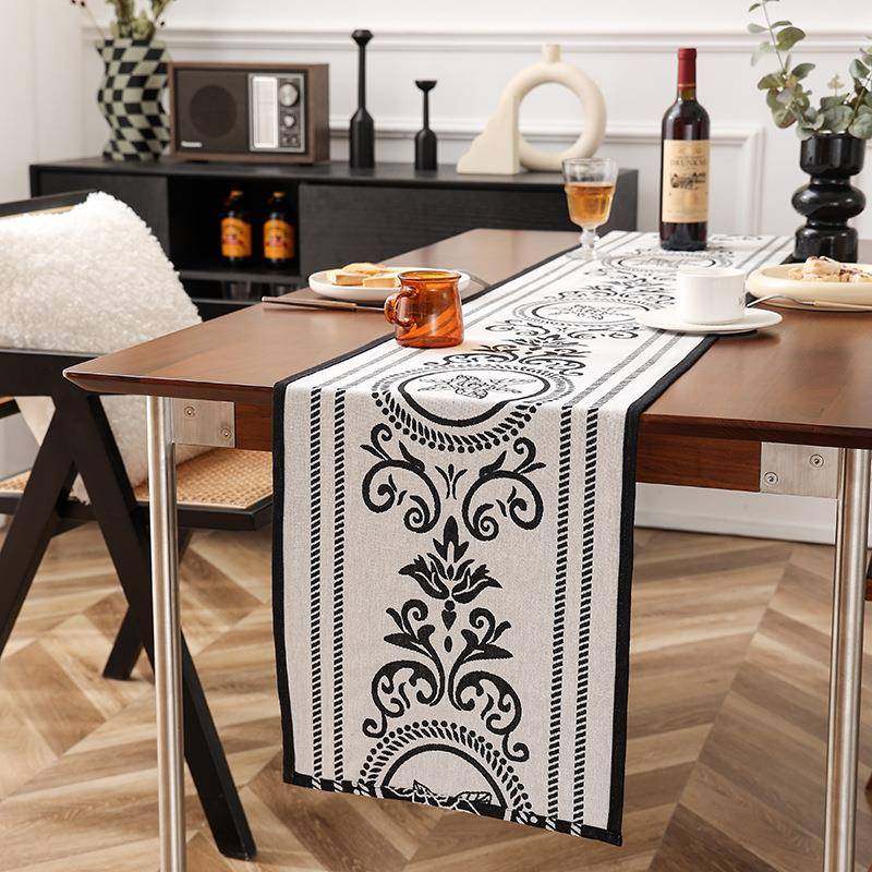 浮雕系列桌旗布艺提花经典黑白配色餐桌桌旗简约家居室内斗柜盖巾,居家布艺,桌旗,淘宝优惠券,粉丝福利购,淘宝优惠卷