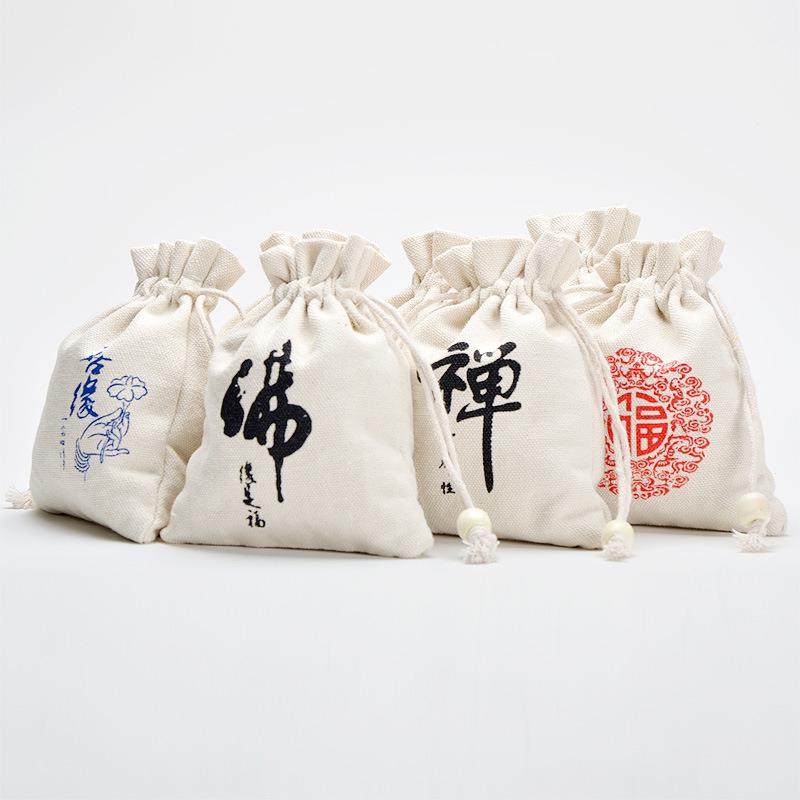 中国风印花收口袋棉麻束口文玩袋 首饰饰品小布袋抽绳束口袋,包装,商务礼品包装,淘宝优惠券,粉丝福利购,淘宝优惠卷