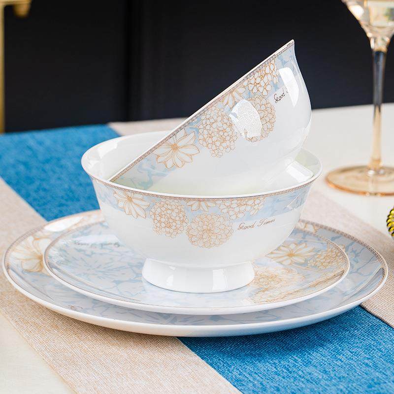碗碟家用餐具套装全套陶瓷礼品欧式轻奢饭碗骨瓷碗盘子景德镇,餐饮具,餐具瓷器套装,淘宝优惠券,粉丝福利购,淘宝优惠卷