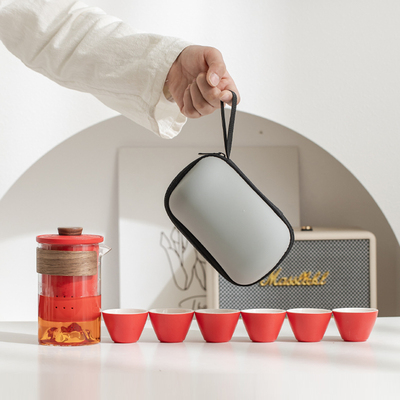 简约陶瓷旅行茶具套装便携式