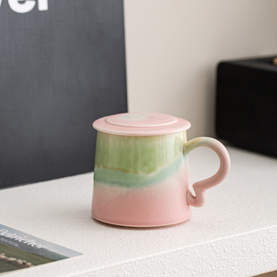 ins风渐变陶瓷咖啡杯茶杯家用高颜值泡茶杯水杯办公室创意马克杯
