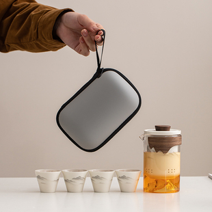 旅行茶具套装便携式快客杯个人随身收纳新泡茶壶陶瓷一壶六杯套装