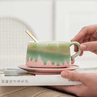 陶瓷咖啡杯子女士家用渐变情侣款下午茶马克杯渐变水杯办公室茶杯