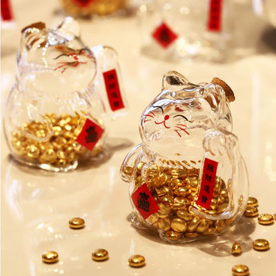 招财猫存金豆豆收纳瓶储物罐