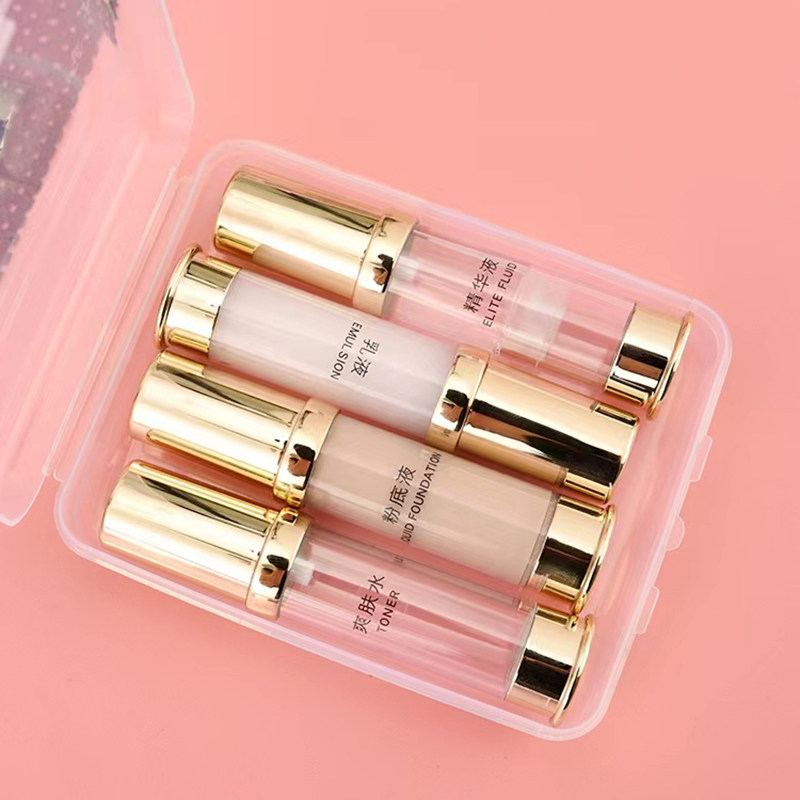 高级真空瓶套装10ml电镀喷雾空瓶粉底液精华旅行分装瓶按压乳液瓶