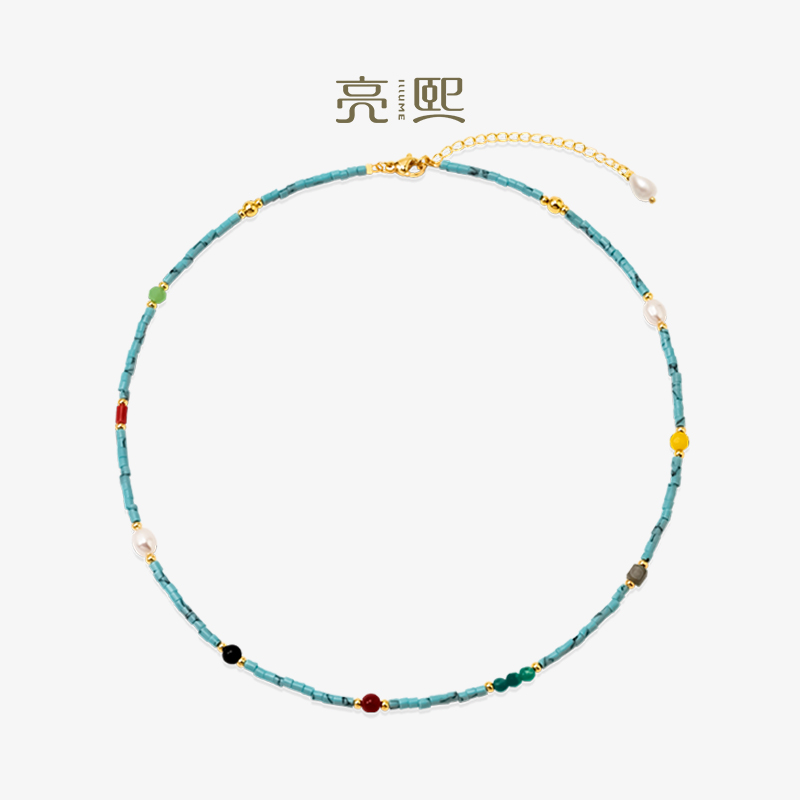 亮熙淡水珍珠绿松石玛瑙串珠项链