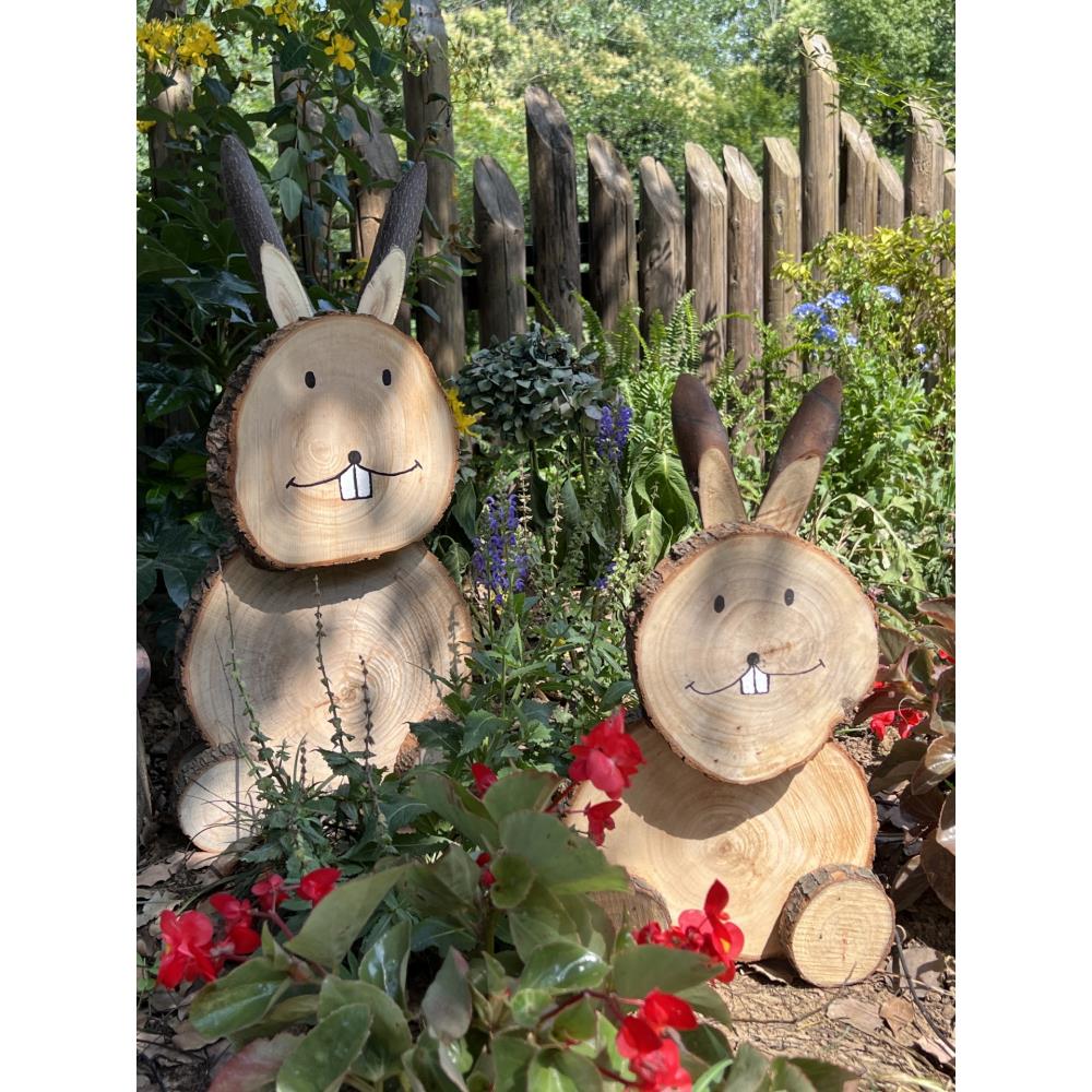 创意实木卡通兔子螃蟹猫头鹰造型幼儿园装饰花园庭院摆件环创道具