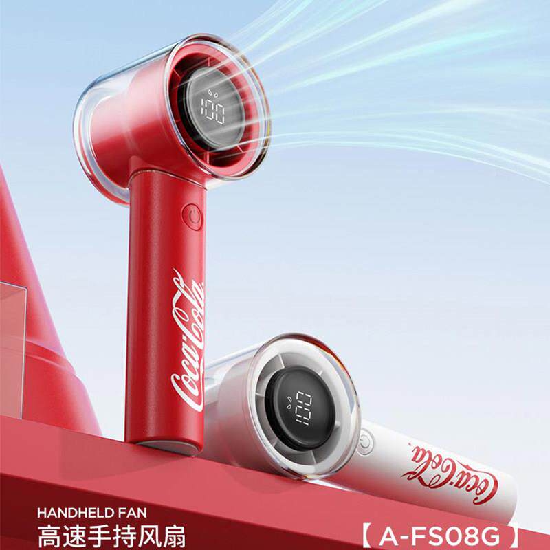 口可乐手持风扇随身迷你风扇US办公室航户可外长续小型B便携Coca