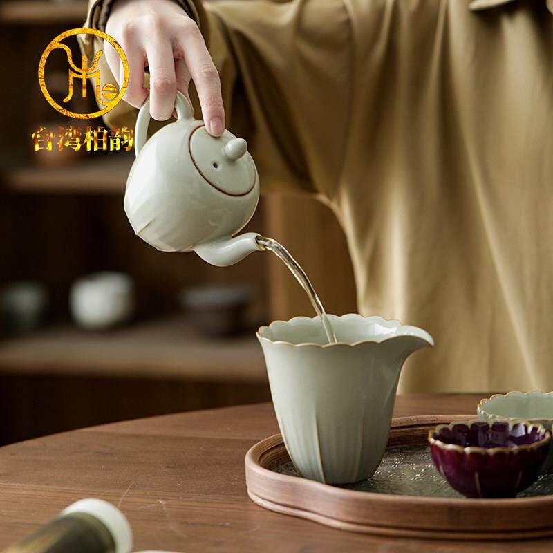 台柏韵汝窑公道杯高档陶HJW瓷分茶器闻茶海家用香夫功茶湾具茶道
