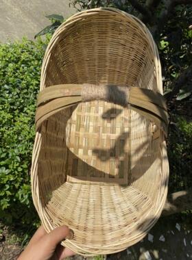 便携式竹篮厨房小储物篮鸡蛋水果048庭篮手工编篮织竹杂货购物篮