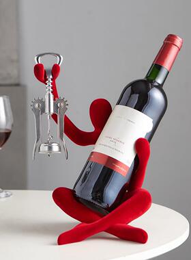 植绒物抽象人品红酒架摆件现代简感约高级小众家居饰酒20250706柜