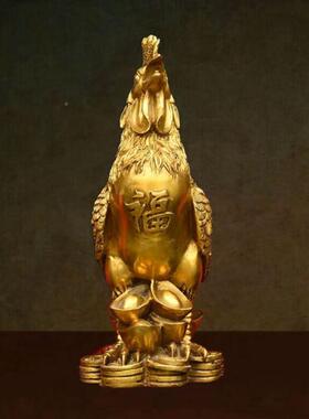 全铜鸡金鸡钱摆件福字家居卧公室装饰客厅玄关工PFS艺礼品摆饰新