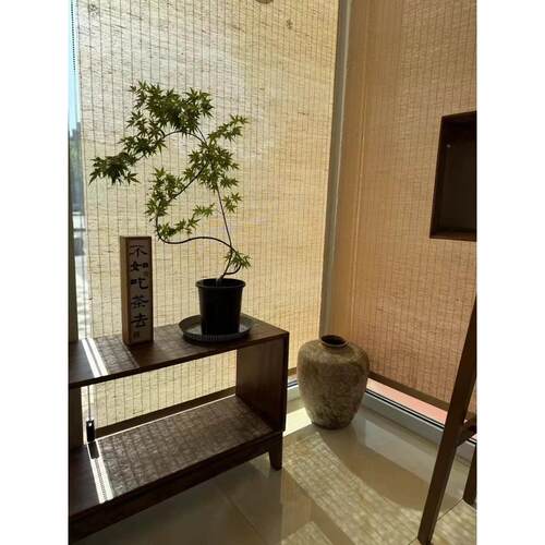 免打新遮中式天然黄麻草孔帘卷美帘窗帘阳RXV帘亚麻宋代学遮光帘