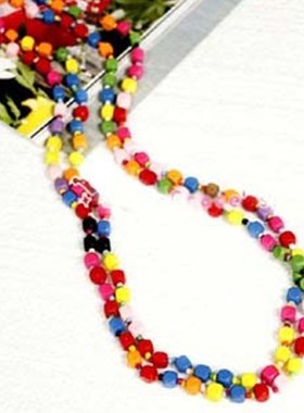 波西米亚饰品夏季长款多层彩色手工串珠木制项链度假拍照旅游配饰