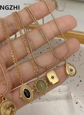 newdwoen necklace 23 vintagem roun pendant gold seel jewelrt