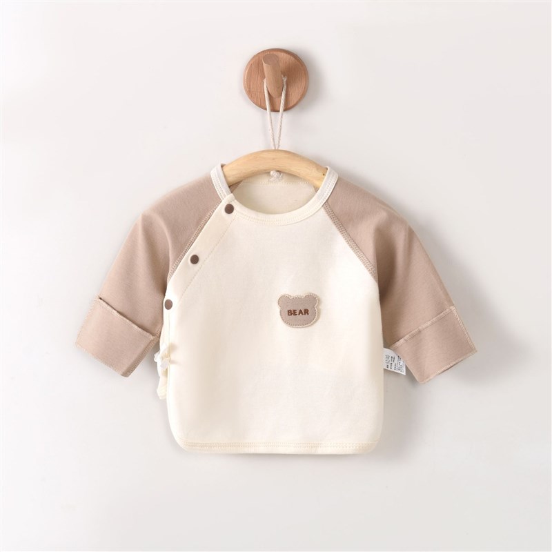 0-3个月月新生婴儿衣服半背衣初生纯棉短袖上衣和尚服春秋薄款A类