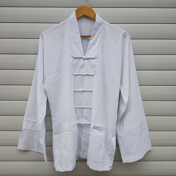 道法器用品服装道袍道服对襟白褂短褂白色套装长袖夏季薄款