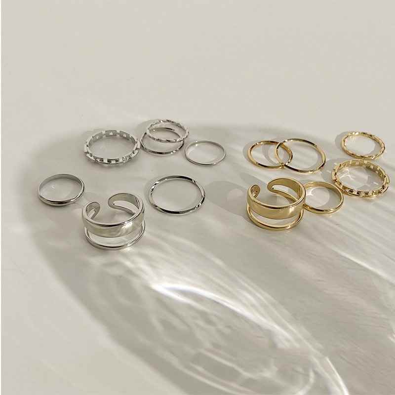 7pcs Fashion Jewelry Rings Set Hot Selling Metal Alloy Hollo