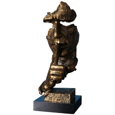 沉默是金北欧复古装饰工艺品树脂艺术品家居客厅酒柜摆件摄影道具