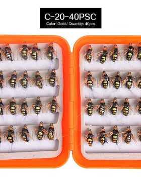 极速40pcs Bead Head Insects Fly Fishing Lures Artificial Bai