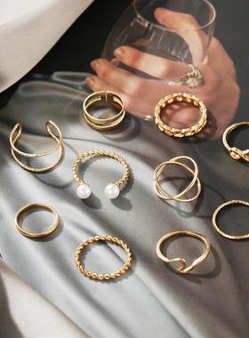 10 piece ring set Men's women's 合金10件套戒指组套珍