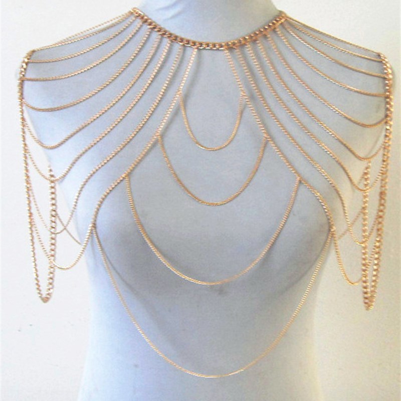 FREE SHIPPING STYLE A36 Gold colour CHAIN DOUBLE SHOULDERS C