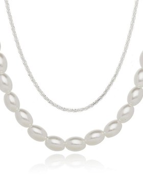 Girls double-layer clavicle chain pearl sky star neckla