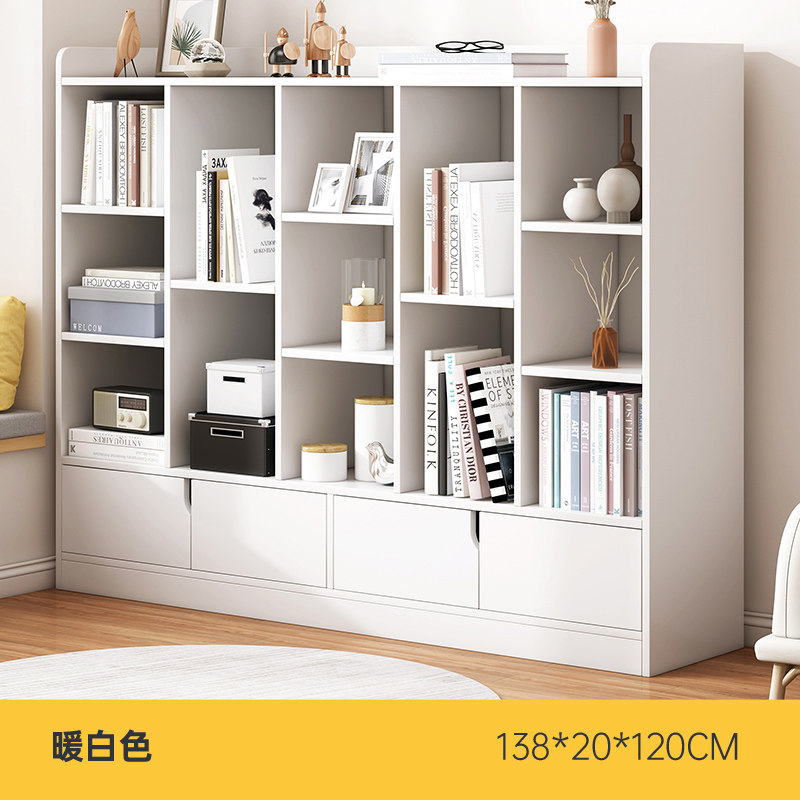 极速新品家用落地书柜多层置物架带柜门客厅收纳柜简易防尘格子书