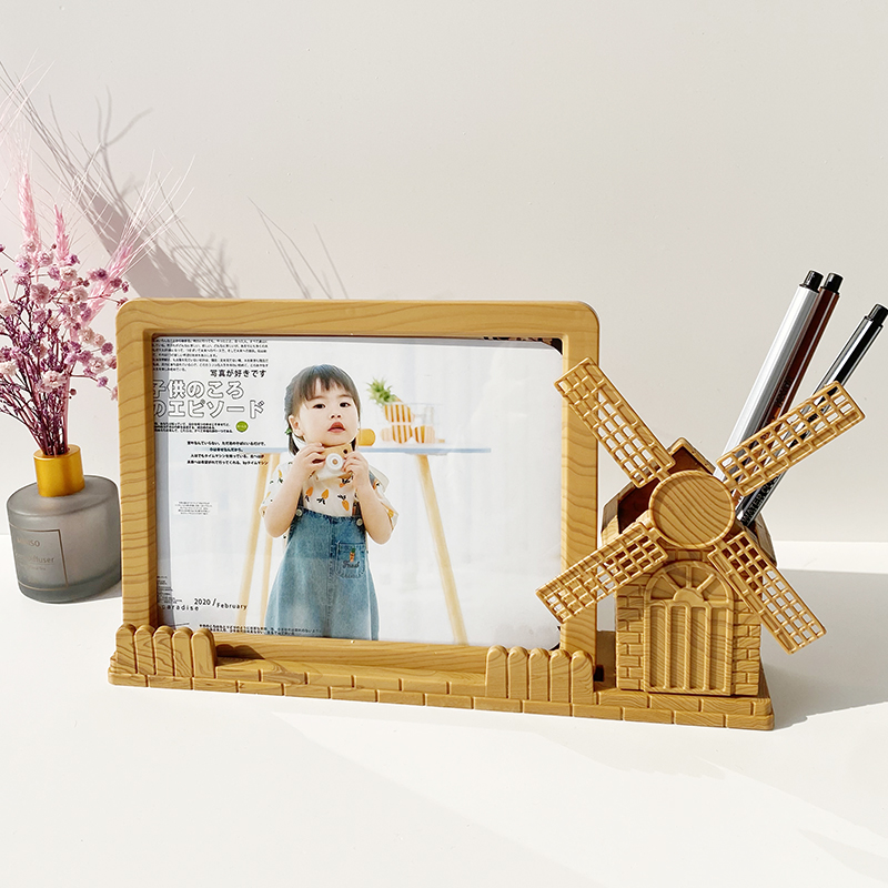 创意7寸北欧ins风相框儿童卡通笔筒摆台桌面小摆件洗照片相片框