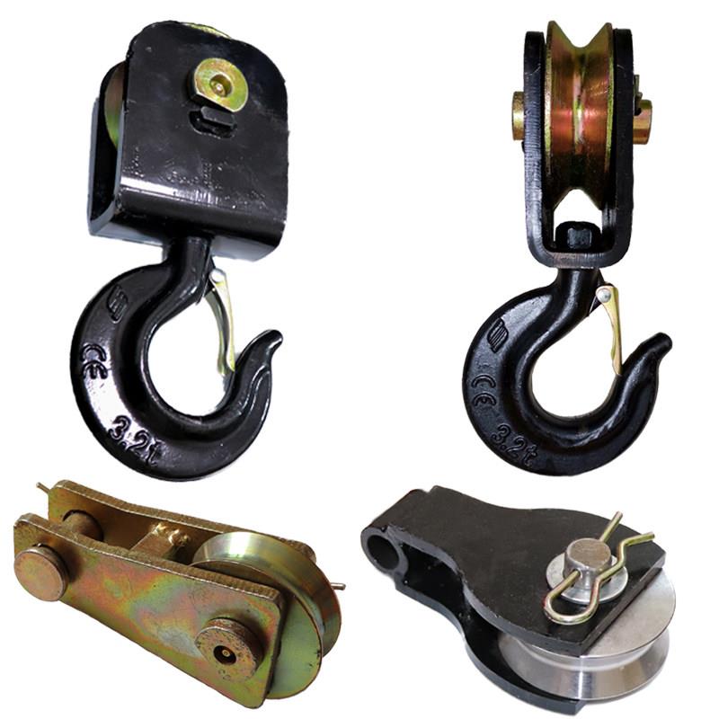 粤海道路救援清障车推车配件大全绞盘钢丝绳牵引万向滑轮卷扬机轮