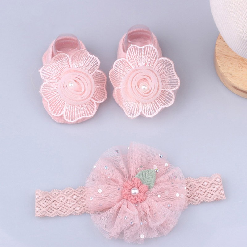 2 Pcs/Set Cute Baby Girl Headband Socks Set Lace Bows