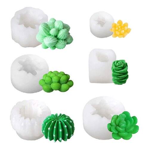好货6 Pack Candle Silicone Molds,Succulent Cactus Plants Res