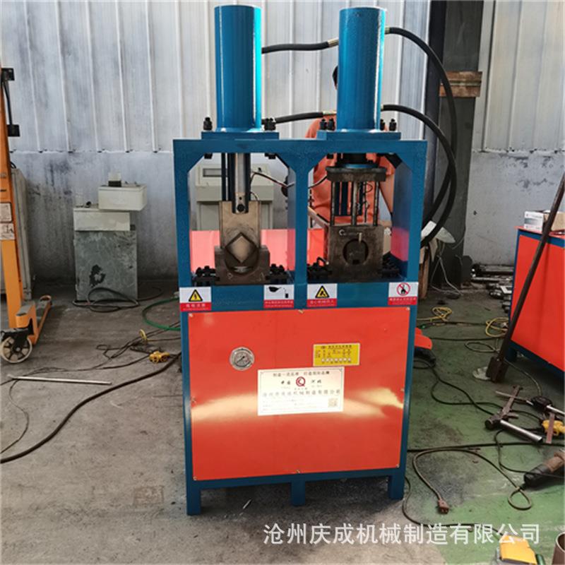 定制半自动液压方管切角机拍扁冲孔切割一体化设备液压冲孔机