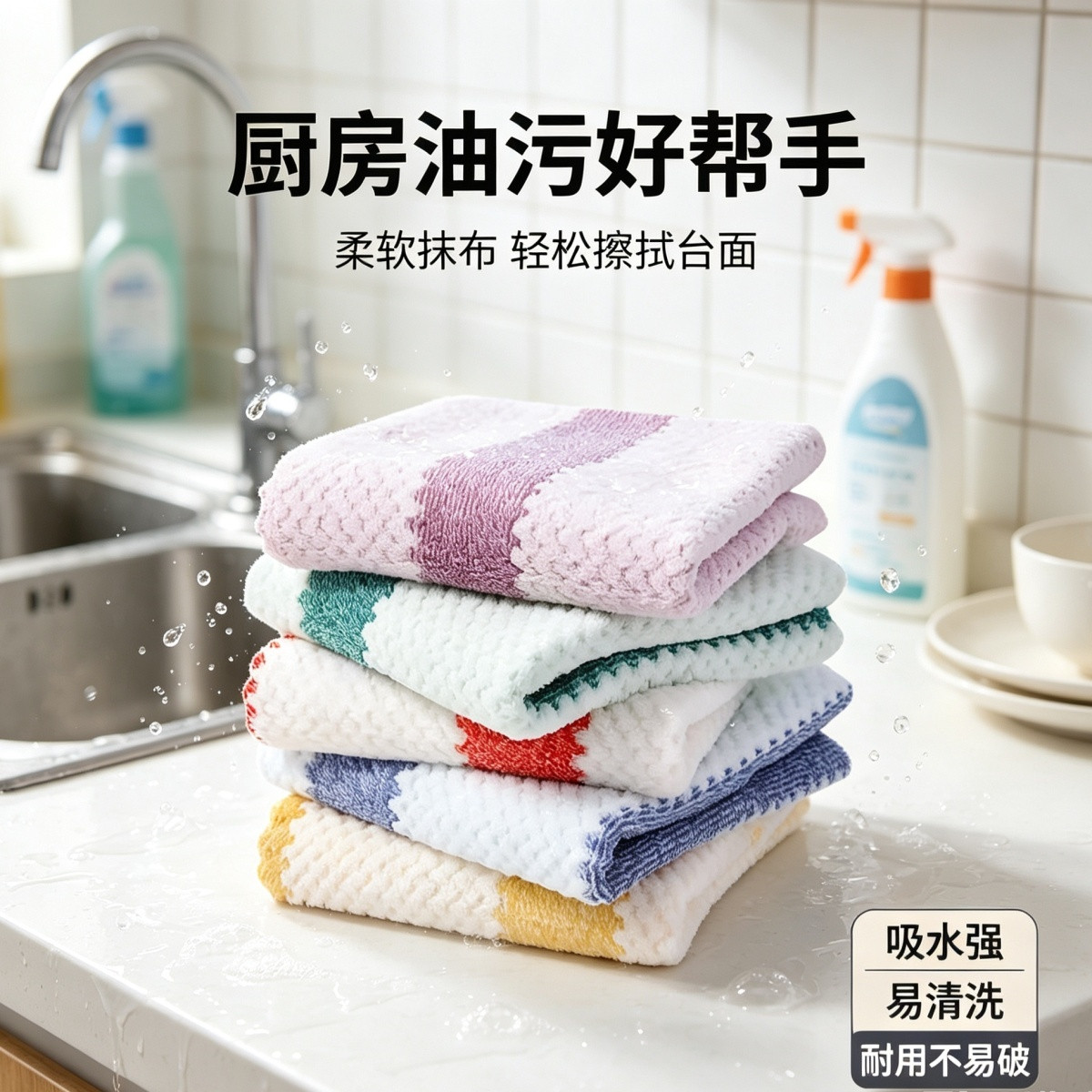 吸水不掉毛厨房清洁布家用加厚洗碗布多功能家务擦桌清洁毛巾