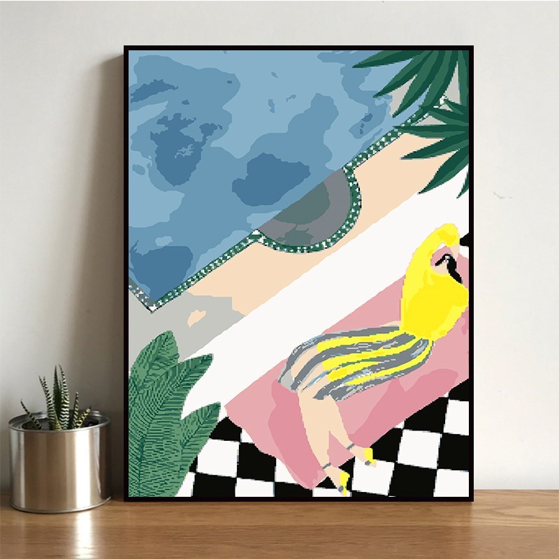 墙壁画轻松水粉画小学生颜料画涂色填色制作适合数字油画手工彩画