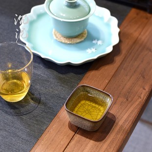 沉泥青瓷纯手工盏传世哥窑主人杯铁线开片功夫茶杯单杯项世豪茶碗