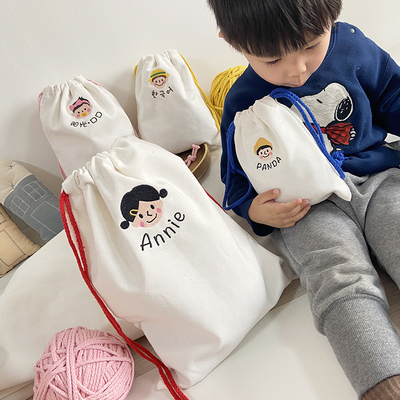 小布袋子物品定制收纳袋旅行帆布抽绳姓名订制拉绳幼儿园束口袋