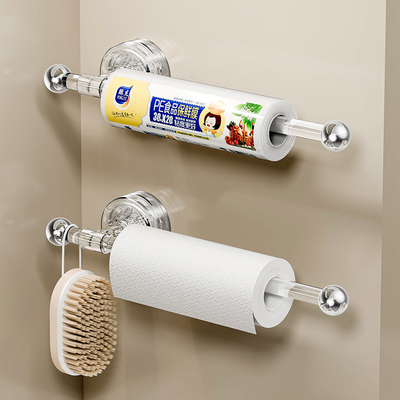 吸盘厨房用纸挂架免打孔纸巾架保鲜膜懒人抹布收纳挂架橱柜卷纸架
