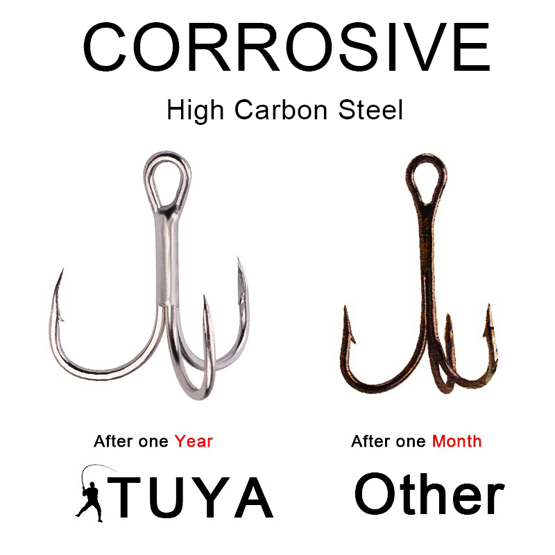 Fishing Hook 10pcs High Carbon Treble Hooks Super Sharp soli