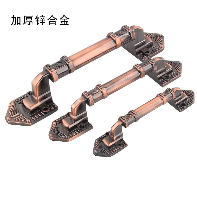 仿古铜房门明装拉手门把手手柄欧式木门把手免打孔对开门大门把手