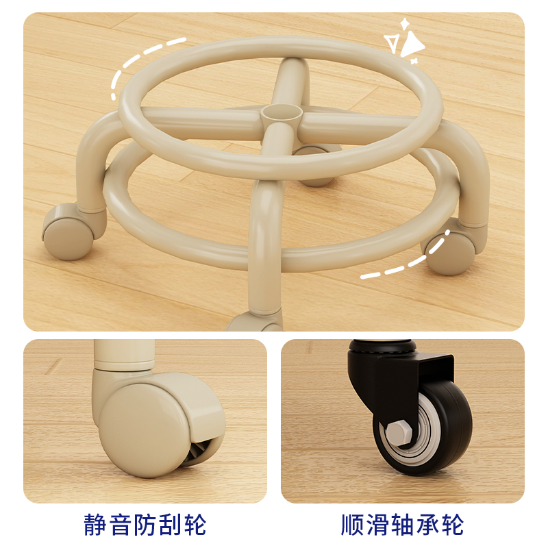 带娃神器万向轮小凳子儿童学步滑滑凳多功能美缝滑轮矮凳圆凳软坐