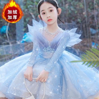 女童主持人晚礼服公主裙儿童婚纱花童走秀钢琴演奏演出服高端轻奢