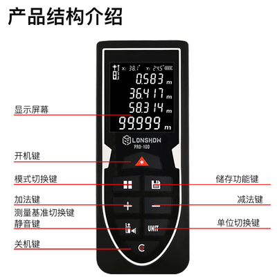 隆硕绿光激光测距仪红外线测量尺电子尺高精度量房仪器距离测量仪